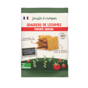 Mock up de notre sachet de crackers de légumes Tomate Origan